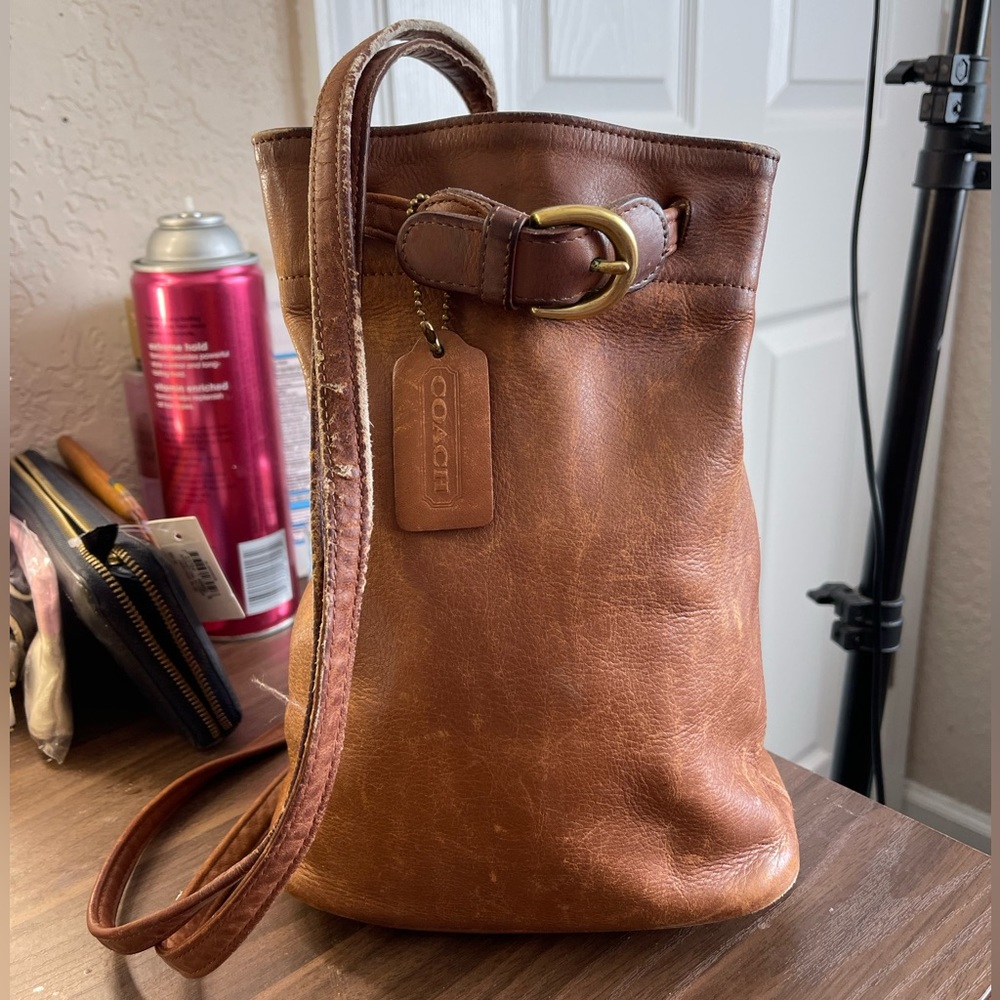 Coach 4162 Vintage Y2K Brown Leather Cornelia Drawstring Belt Backpack Purse Bag